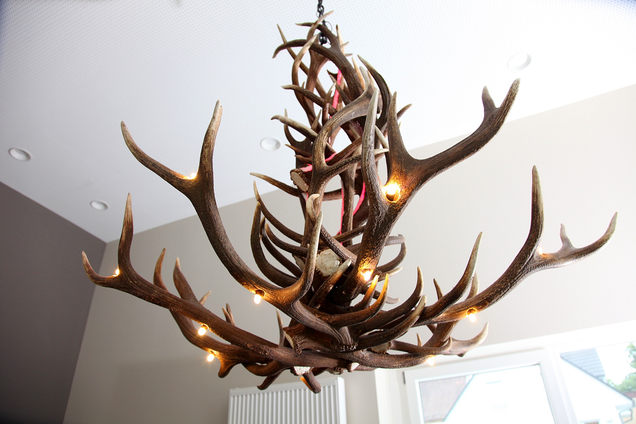 WZHESS Deer Antler Chandelier, 9 Light E12 Bulbs, Rustic Deer Horn
