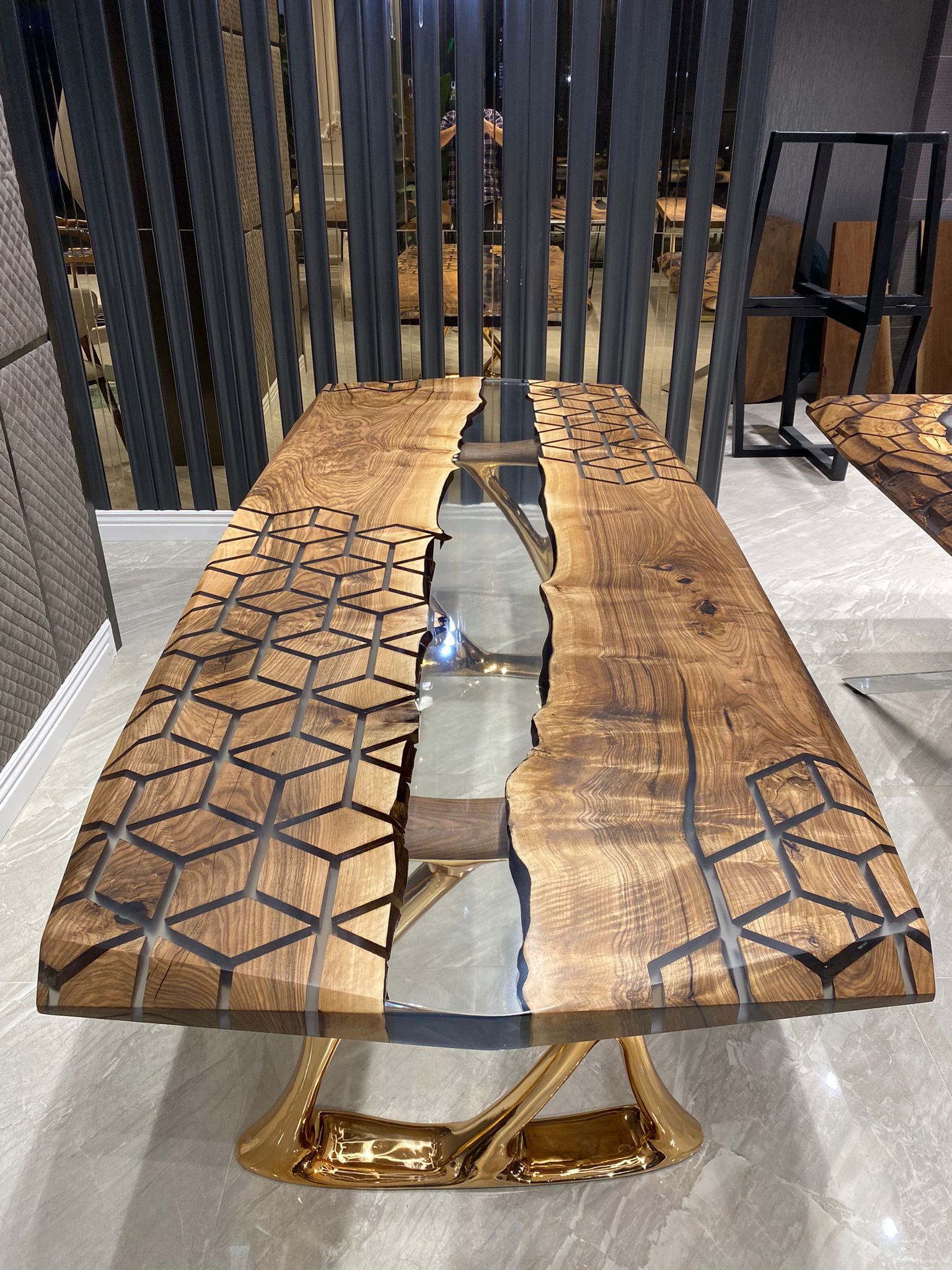 Epoxy table in DNA design, epoxy dining table, epoxy dining table austria, epoxy dining table walnut, epoxy dining table hexagon, epoxy river table, river table, river table hexagon, epoxy resin table, custom-made furniture, exclusive tables, epoxy table, johannes forkl, forkl, oh my deer, omd, epoxy table buy, epoxy table buy austria, epoxy tables, epoxy tables, epoxy table river, epoxy dining table, epoxy table walnut wood